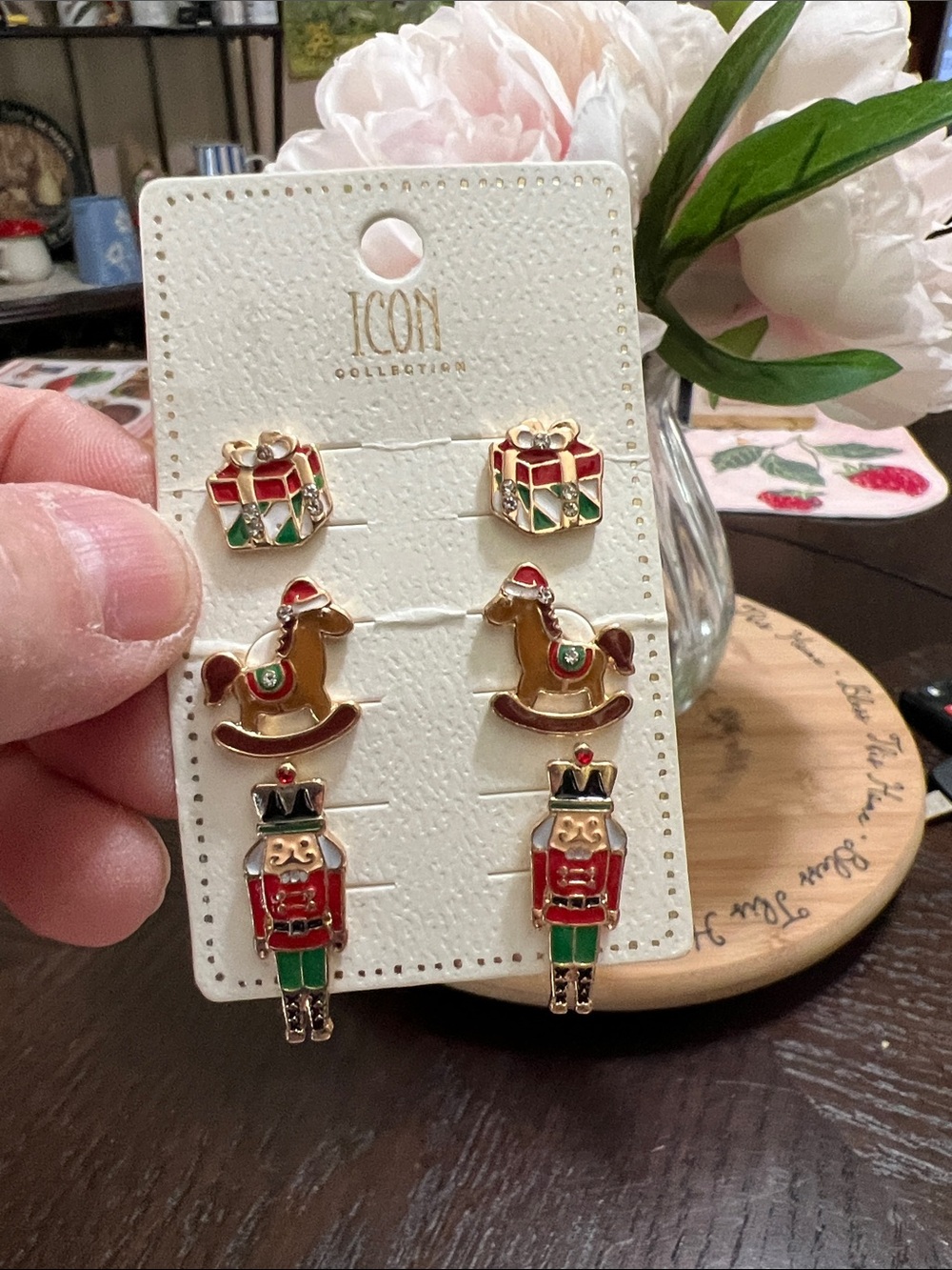 New ICON COLLECTION Kids Holiday Stud Earring Set - Red, Green, Gold